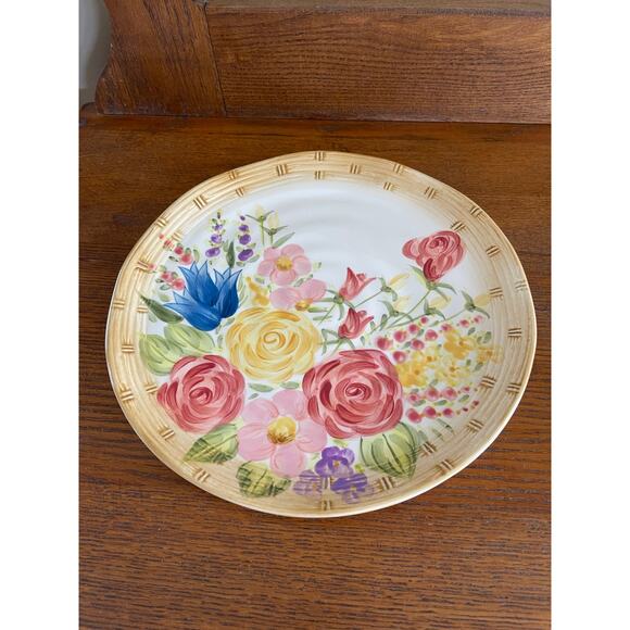 Tabletops Lifestyles Floral Basket Hand Painted Dinner Plate 11.25" - Picture 2 of 5